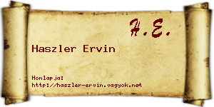 Haszler Ervin névjegykártya